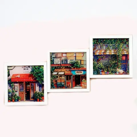 Деревянная мини-рамка для кукольного домика Фреска 33х33 мм