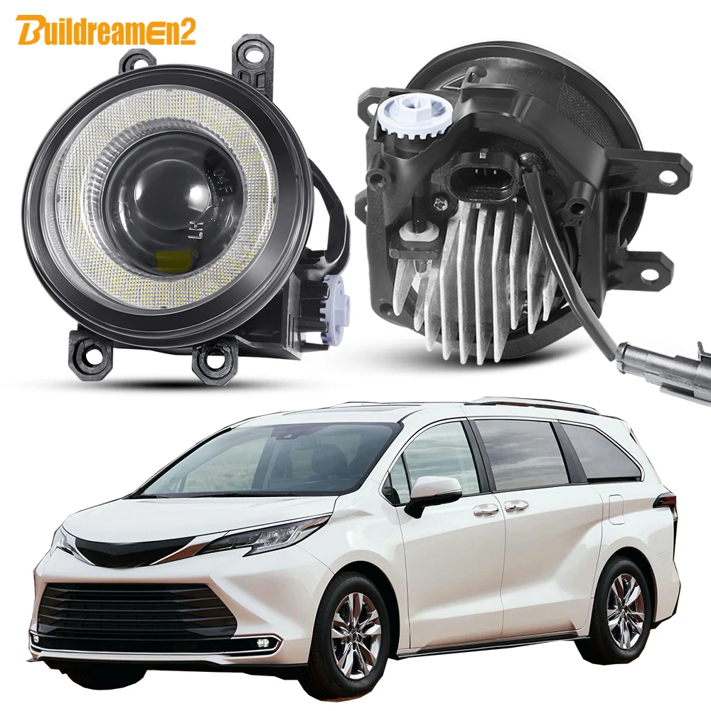 

2 X Car Left + Right Fog Light Assembly For Toyota Sienna 2009-2017 40W LED Lens Angel Eye Daytime Running Lamp DRL 4000LM 12V