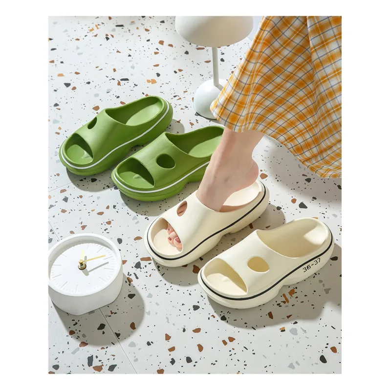 Summer Simple Women Men Bathroom Thick Bottom Soft EVA HomeSmart Cool Slippers Freetie Official Store New Slippers Women Bottom