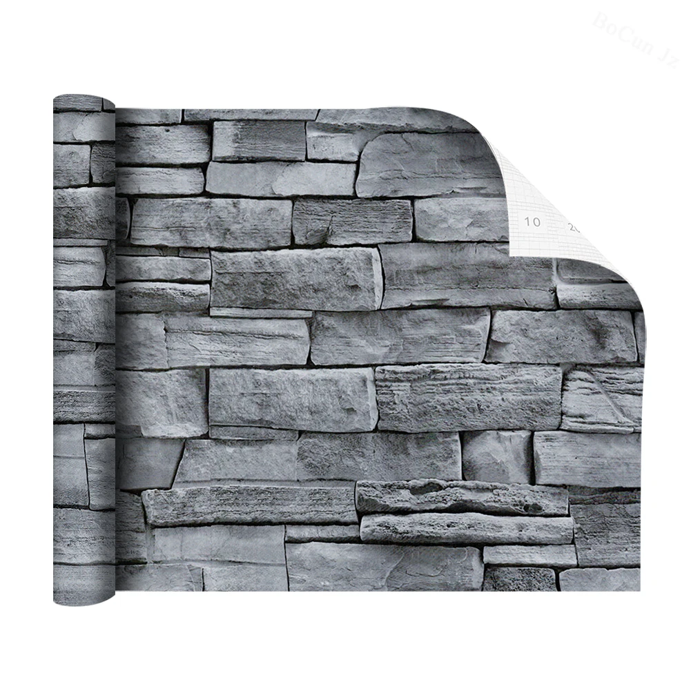 

Peel And Stick Stone Wallpaper Self Adhesive Wallpapers Dark Grey Brick Wall Sticks For Bedroom Balcony Decorative Easy To Apply