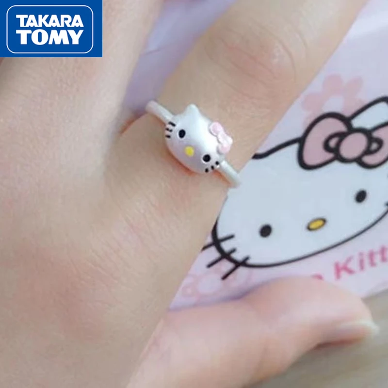 Женское Открытое кольцо Hello Kitty TAKARA TOMY из серебра 2022 пробы милые Мультяшные