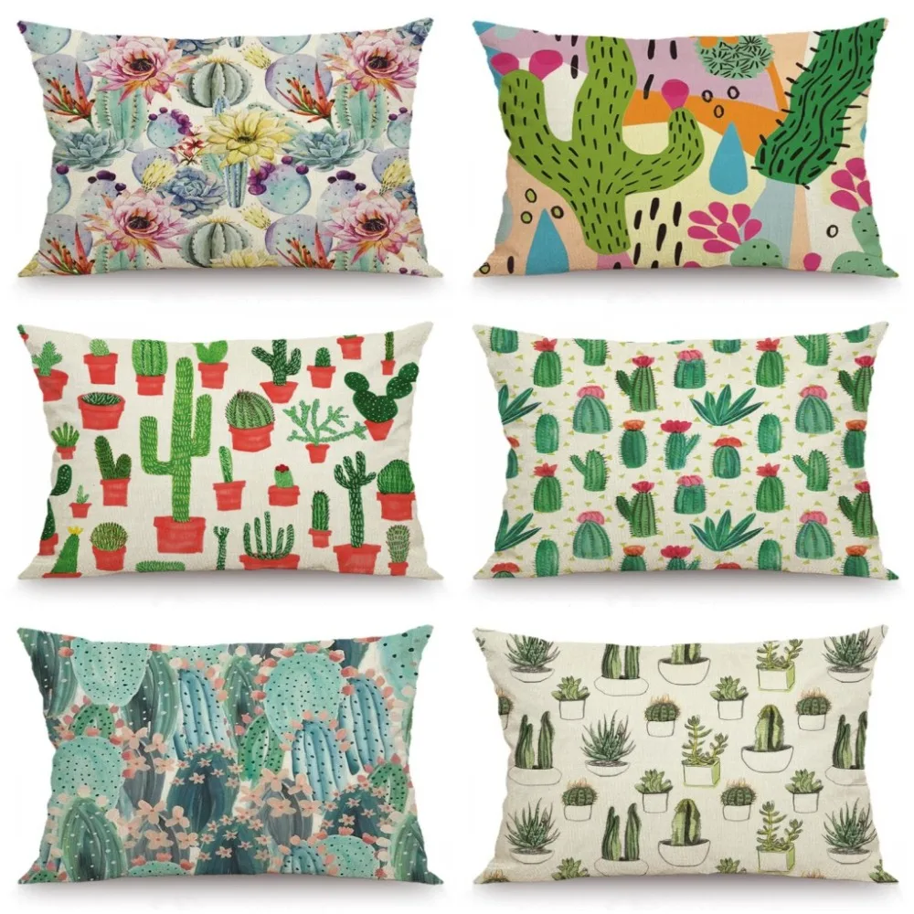 

Home Decoration plant print polyester pillow pillow sleeve 30x50cm funda de almohada