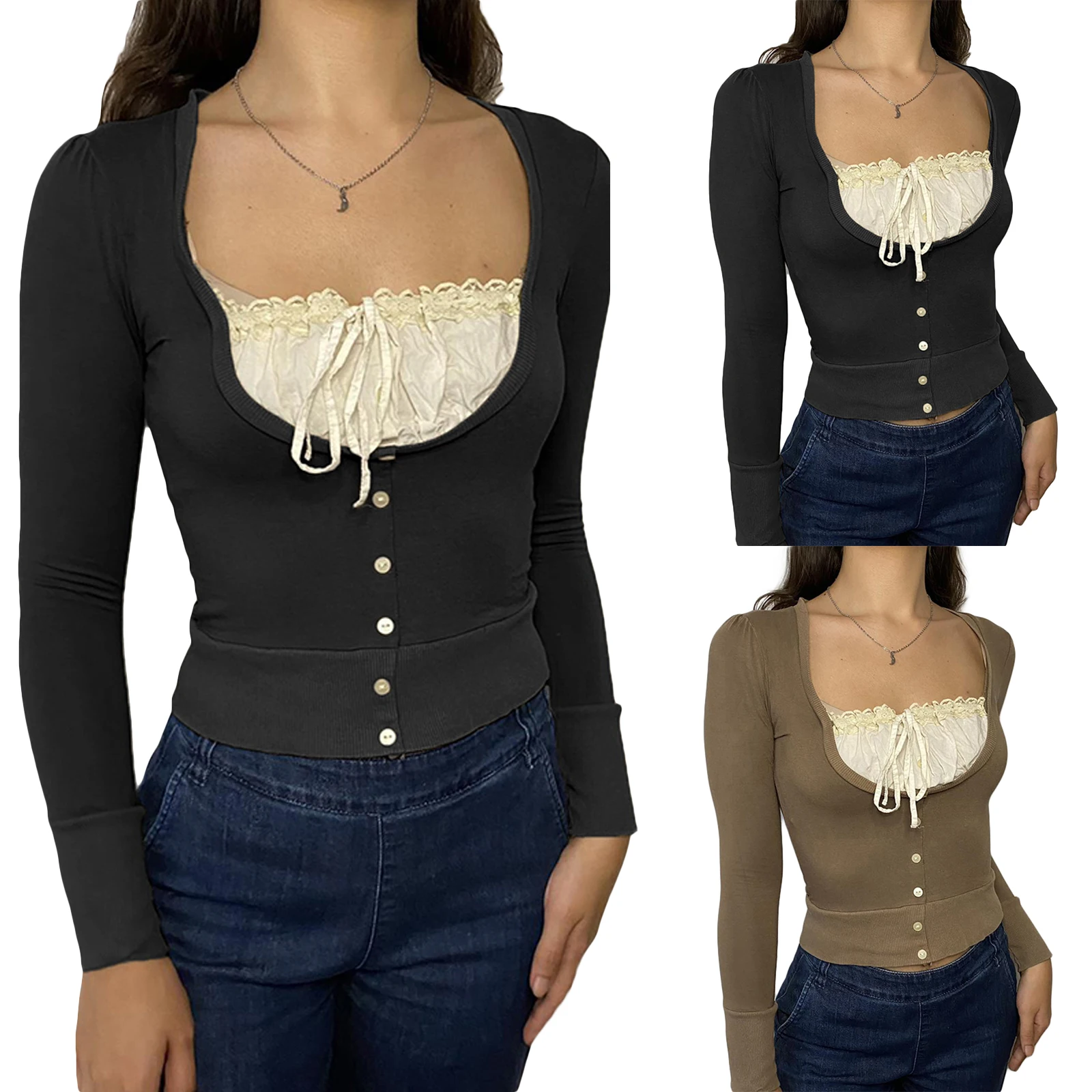 

Женская облегающая футболка с длинным рукавом, пуловер с завязкой спереди, облегающие Топы