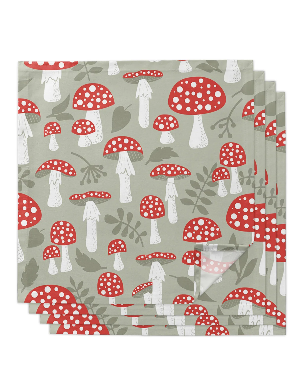 

4pcs Amanita Autumn Cartoon Square Napkins 50cm Table Napkin Party Wedding Decoration Table Cloth Kitchen Dinner Serving Napkins