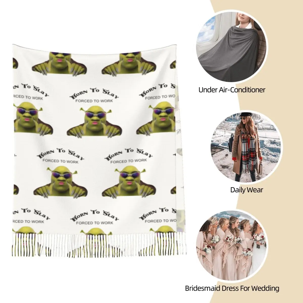 Забавная шаль Born To Slay Forced Work шарфы для женщин зимний большой мягкий шарф шейный