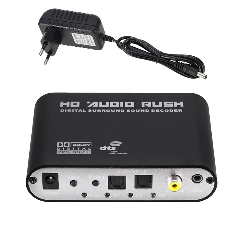Digital To Analog 5.1 Audio Decoder Amplifier SPDIF Coaxial RCAAC3 Optical Converter Durable EU Plug