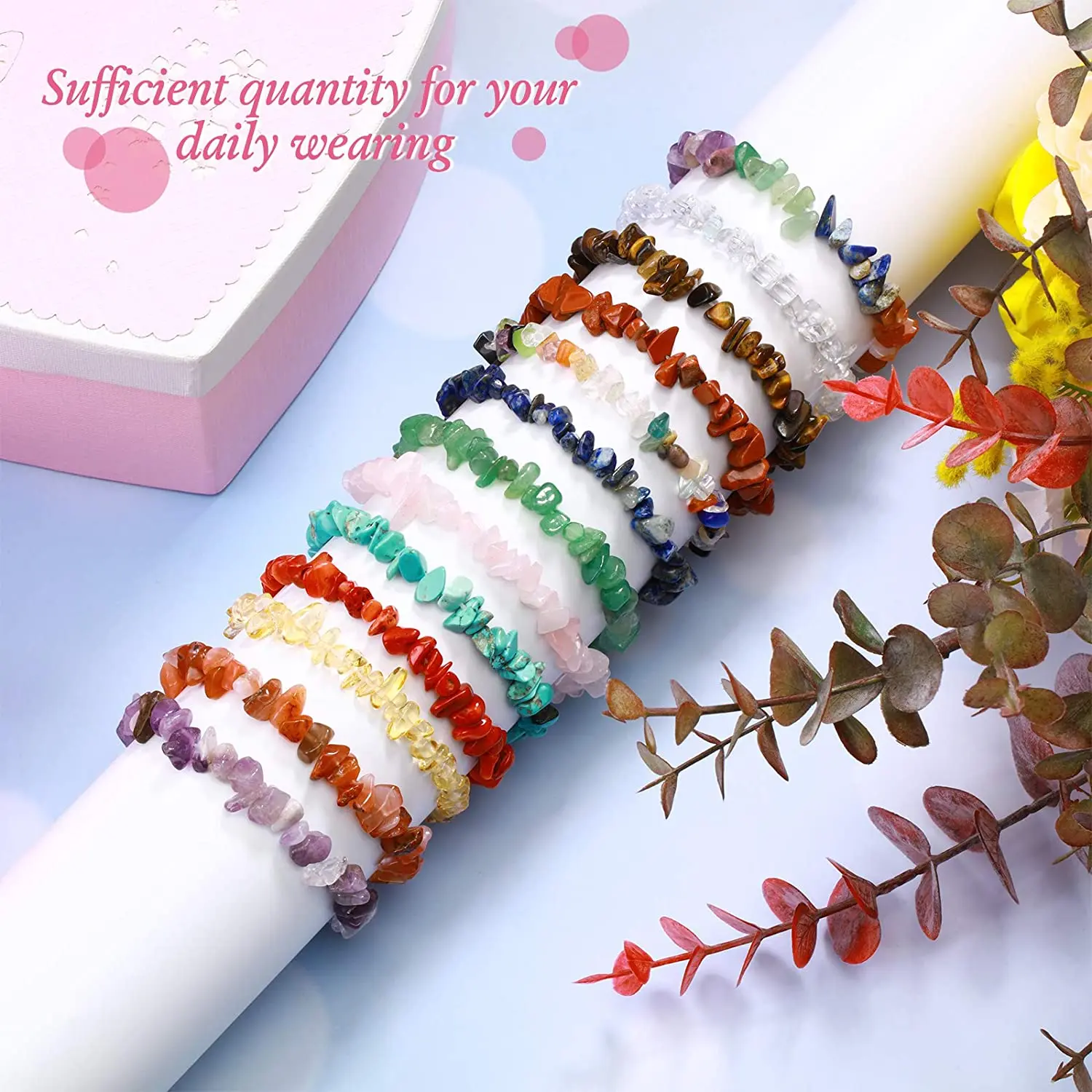 Браслеты из Натурального Розового Кварца стрейчевый браслет драгоценных камней