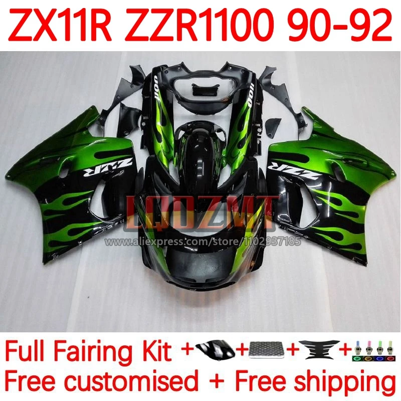 

Frame For KAWASAKI Green flames NINJA ZX-11R ZX 11R ZX11 ZX-11 R ZZR1100 ZX11R 1990 1991 1992 ZZR 1100 90 91 92 Fairing 72No.11