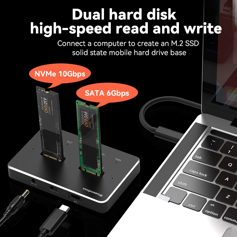 Blueendless Dual Bay чехол для двухпротокольного диска M2 SSD 2 отсека с автономным