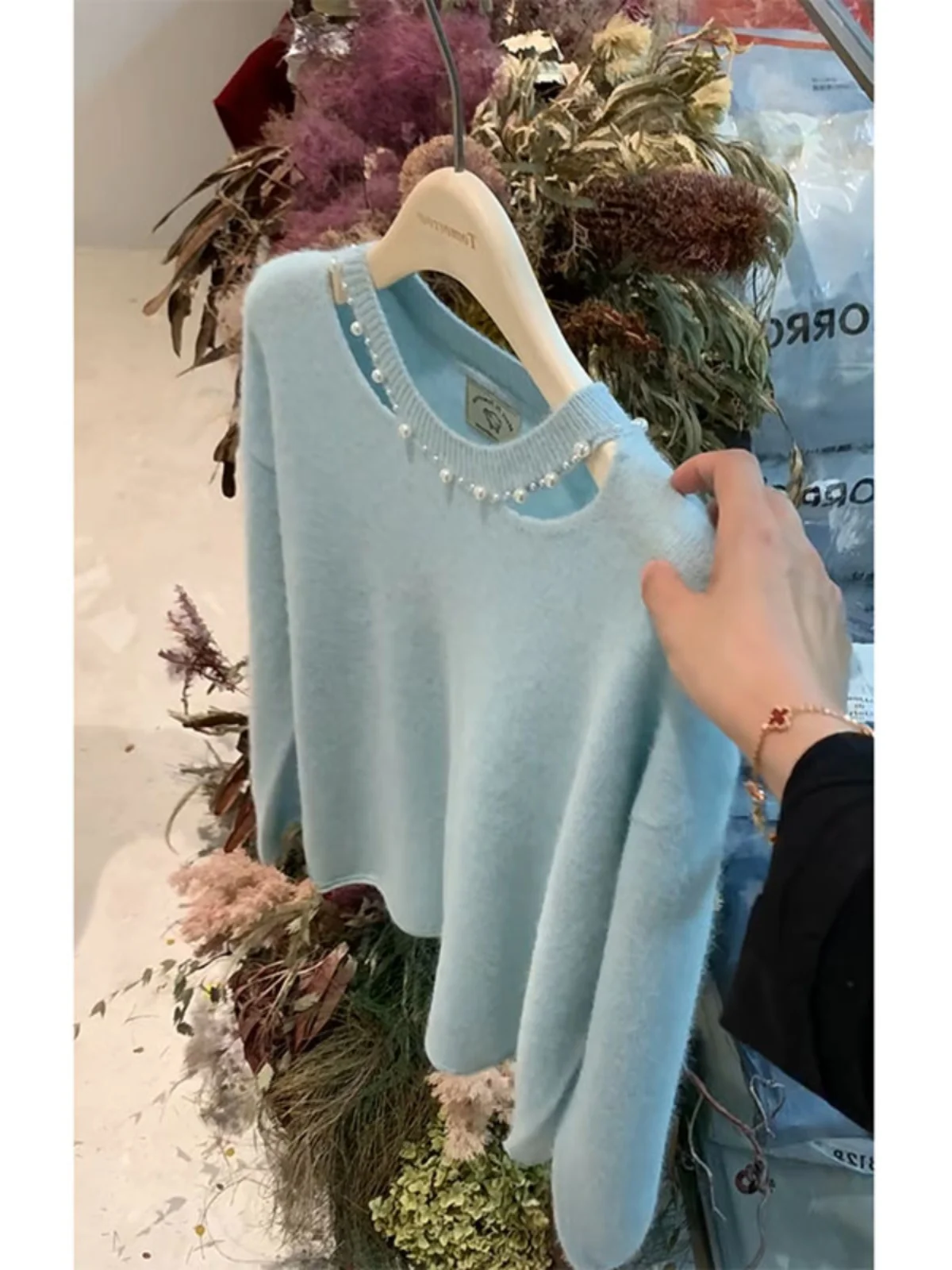 Легкий роскошный вязаный топ с длинными рукавами в стиле вестерн Sle Hollow Design Sense