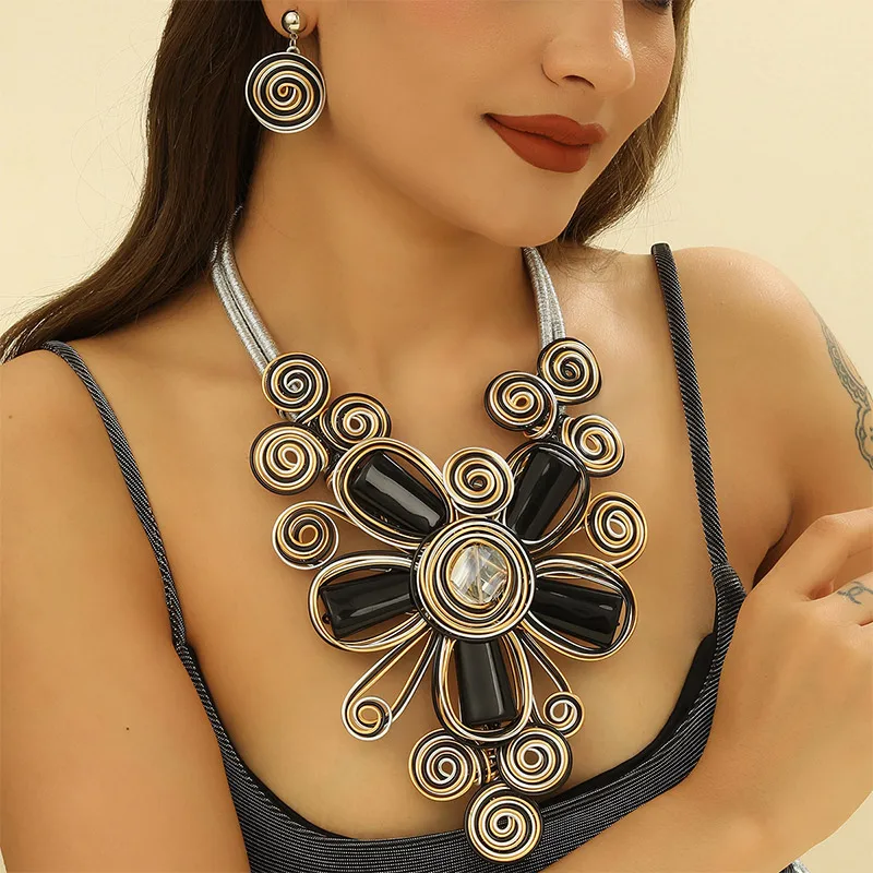 1 компл. плетение ручной работы из алюминиевой проволоки ожерелье с большими