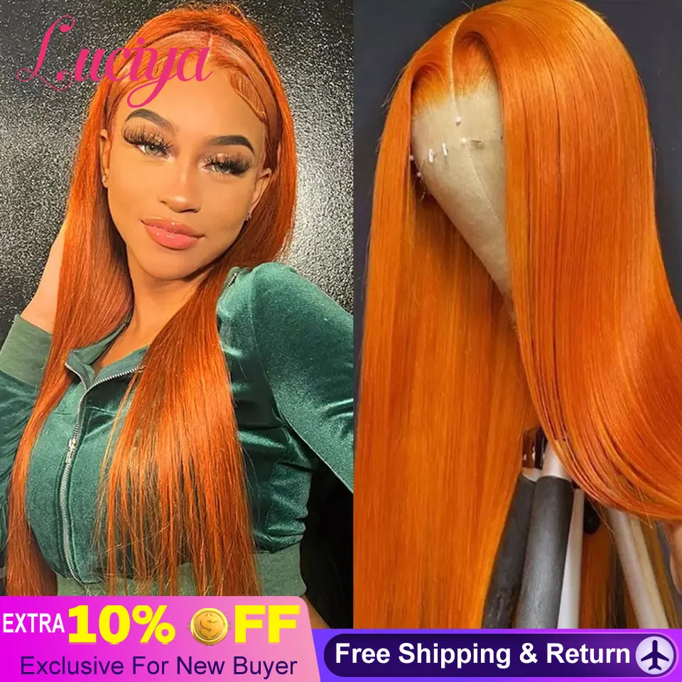 

32 дюйма, парик апельсиновый имбирный 13x 4, парик на сетке спереди, прямые волосы 13x6, парик на сетке спереди, предварительно выщипанный прозрач...