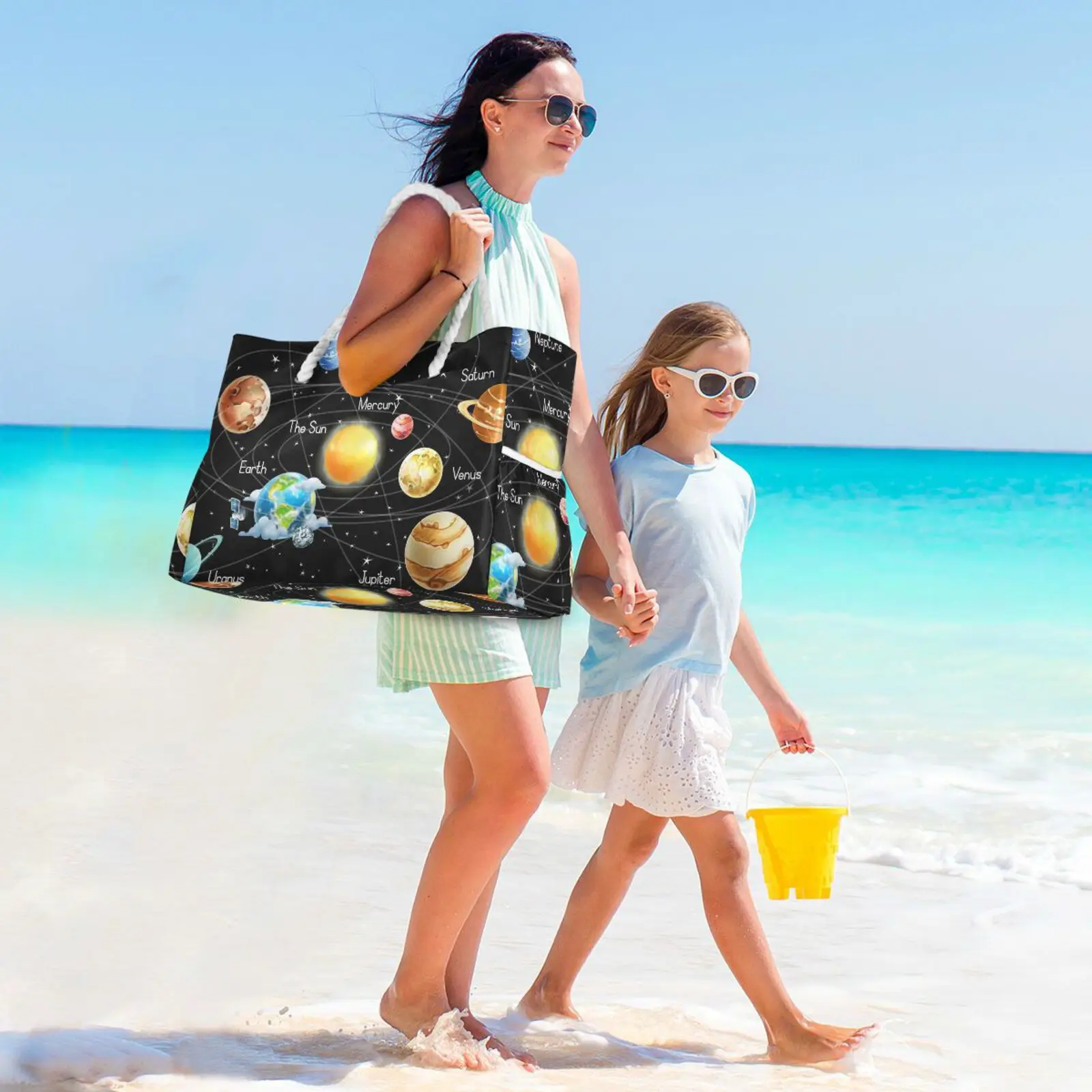 Luxury Designe Handbags Tote Beach Bag Shopper Shoulder Bag Large Capacity Solar System Travel Women's Bag Black 2023 Tend