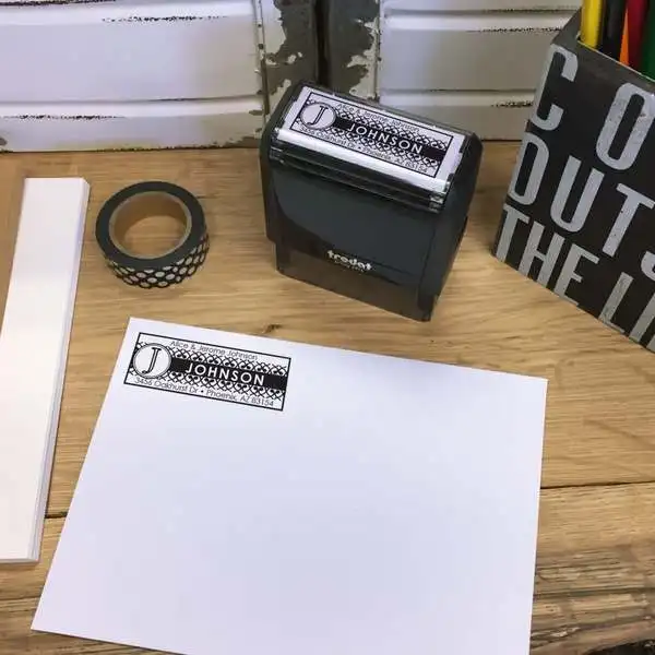 

Personalized Rectangular Self-Inking Rubber Stamp - The Johnson