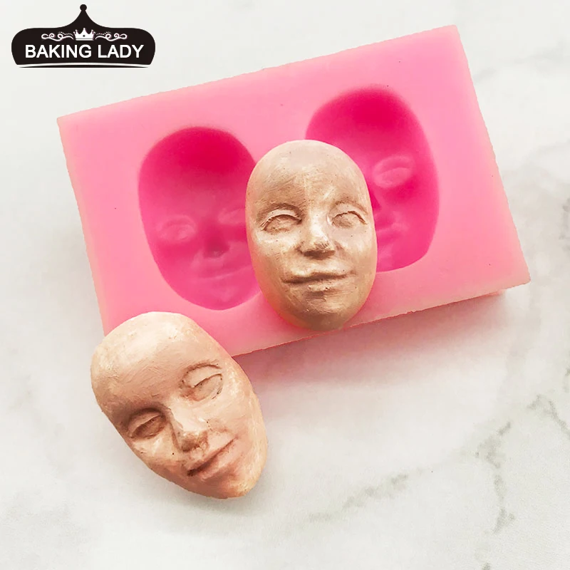 

Silicone mold human head and face Handmade soap mold Liquid fondant mold Baking tool plaster mold DIY Clay Resin Art