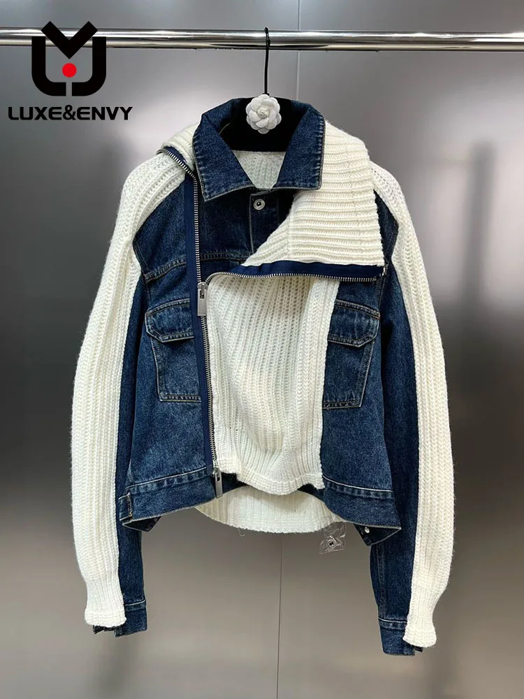 

Роскошное и завитое осеннее пальто-поло с длинным рукавом и воротником-поло из искусственной шерсти на молнии дизайнерское пальто маленького размера из двух предметов осень 2023