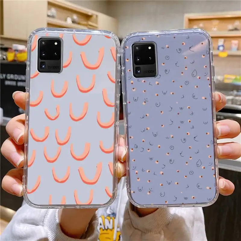 

Boobs Art Print Phone Case For Samsung Galaxy S10 S10e A70 Edge S22 S23 Plus Ultra Note10 Transparent Cove