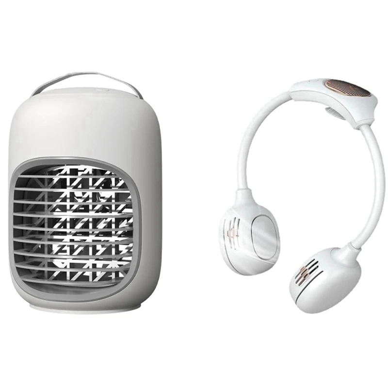 

Hanging Neck Fan,Lazy Neck Fan White & Portable Air Conditioner Fan, Small Desktop Air Cooler Fan