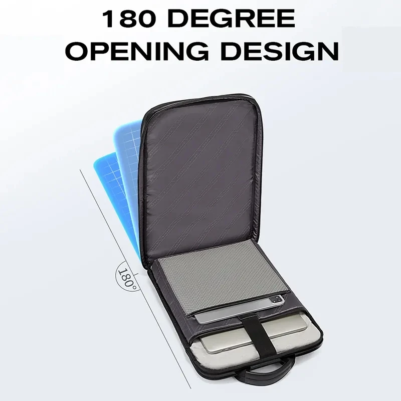 Мужской деловой кожаный рюкзак Bange черный вместительный с отделением для