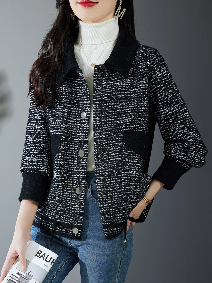 Ранняя весна 2024 новое шерстяное короткое пальто с маленькими лацканами супер