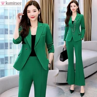 2022 summer new elegant womens trousers suit fashion casual coat jacket trousers two piece set female office blazer tracksuit