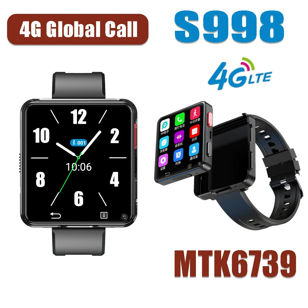 Смарт-часы S998 4G с SIM-картой большой экран 2 64 Дюйма камера 500 Вт 3 ГБ 32 аккумулятор 1200