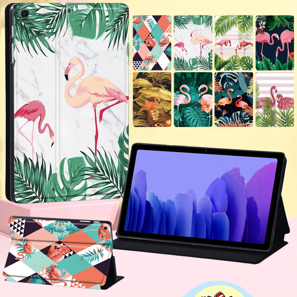 

Tablet Cover Case for Samsung Galaxy Tab A8 10.5" 2022 X200 X205/A7 10.4 2020 T500 T505 Leather Stand Shell with Flamingo Series