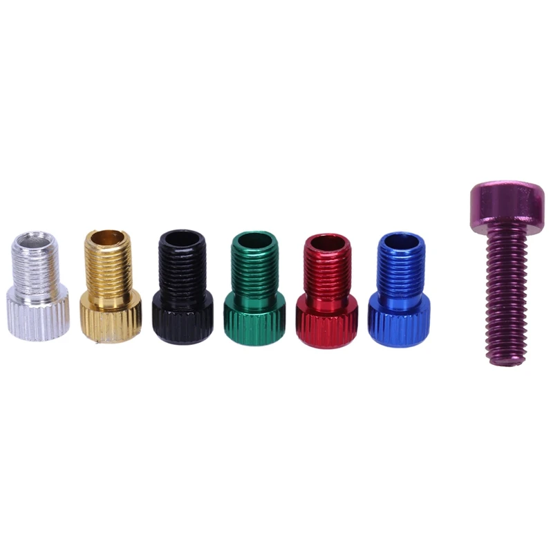 

1 Pair Bike Water Bottle Cage Bolts M5 Hex Socket Tapping Screws & 6 Pcs Alloy Adapter Presta to Schrader Valve Adapter