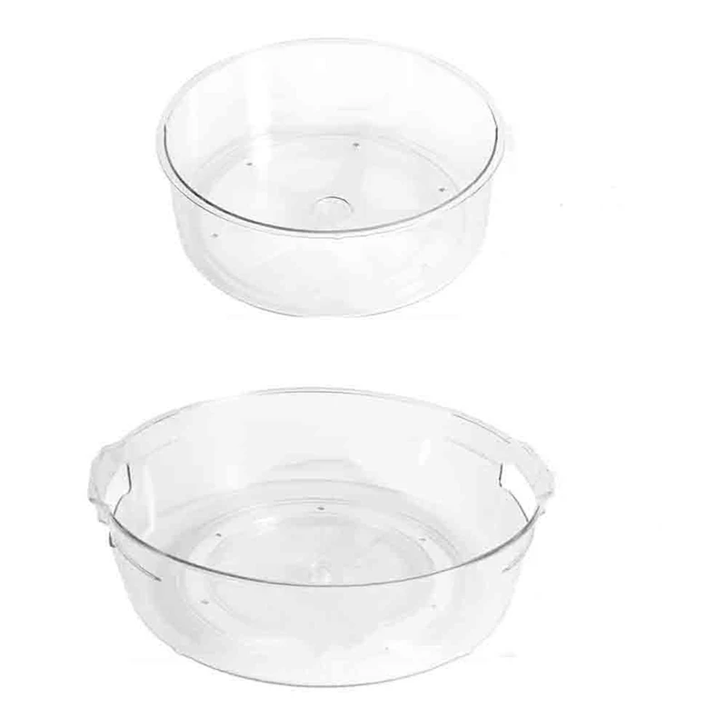 

2Pcs Lazy Susan Turntable Closet Organizer 24Cm And 28Cm Rotating Spice Holder Plastic Rotating