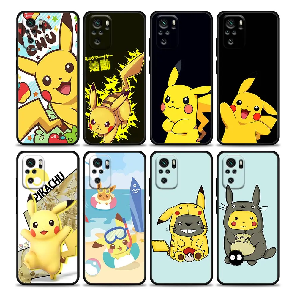 

Cute Cartoon Pikachu Phone Case for Redmi 10 9 9A 9C 9i K20 K30 K40 Plus Pro Note 10 11 Pro Soft Silicone