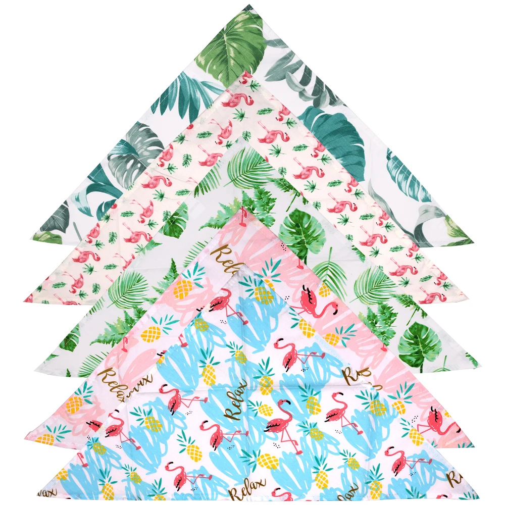 Online Rain Forest Flamingo 50X Verão Filhote de Cachorro do animal de Estimação Cão Bandanas Cachecol Ajustável Crianças Baby Bibs Triangular Acessórios Do Cão de Estimação suprimentos