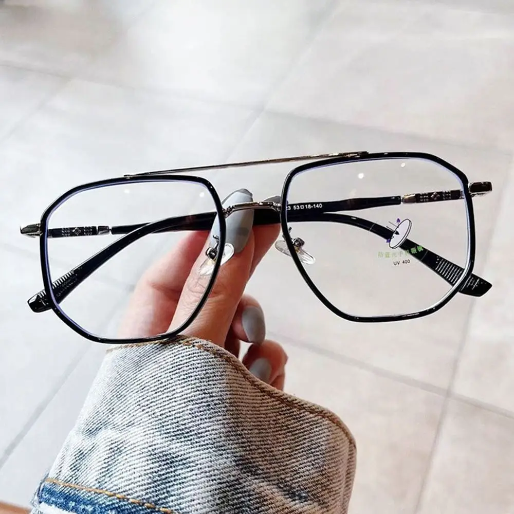 

Unisex TR90 Anti Blue Light Glasses Fashion Double Beam Ultra Light Frame Oversized Eyeglasses Women Men Office Computer Goggles