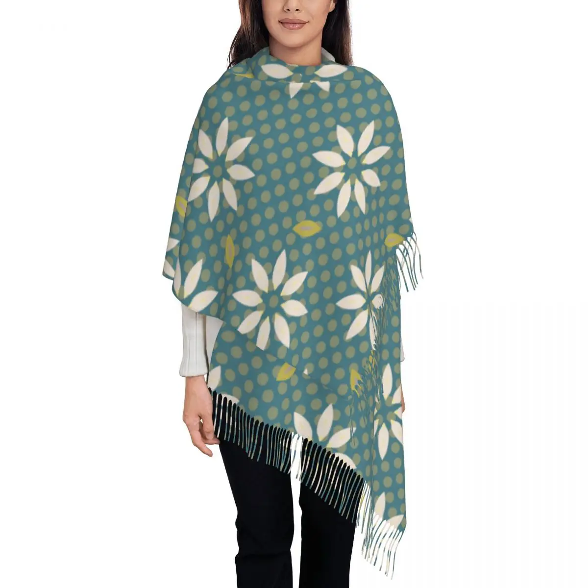 

Женский шарф Edelweiss, летние зимние шали с маргариткой, женские теплые шарфы с кисточками, пушистый палантин Bufanda