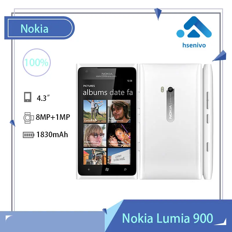 

Nokia Lumia 900 Refurbished-Original Unlocked Lumia 900 Unlocked Original Mobile Phone 3G GSM WIFI GPS 8MP 16GB memory Windows