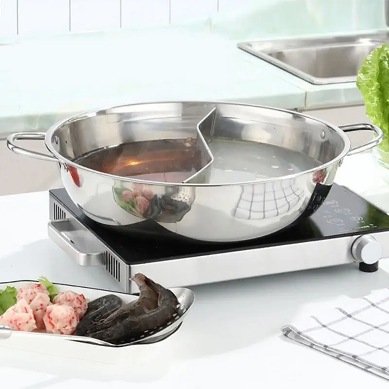 

Double Flavor Pot Restaurant Hot Pot Stainless Steel Shabu Shabu Hot Pot With Divider For Induction Cooktop Stove Mandarin Duck