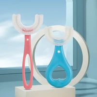 useful portable round shape handle kids u shape toothbrush for indoor toddler toothbrush children toothbrush