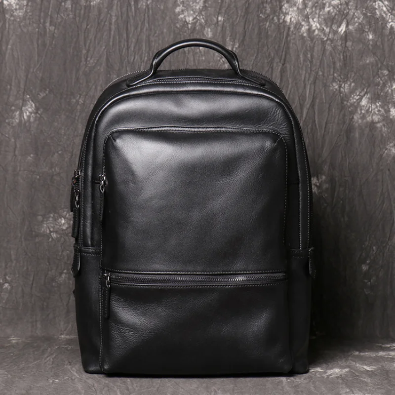 

Fashionable and simple leather men's shoulder bag, cowhide handbag, large capacity computer bag, women's travel backpack