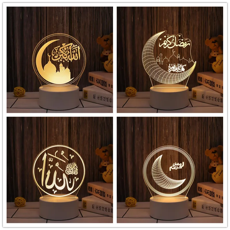 

Eid Mubarak 3D Led Night Light Ornament Islam Muslim Party Decoration Ramadan Festival Home Bedroom Decoration Ramadan Kareem
