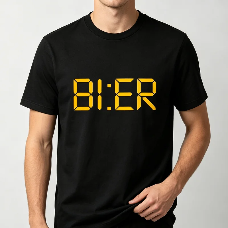 Фото Футболка с цифровым шрифтом Bier, желтая, с принтом цифр и букв, для мужчин и женщин, повседневная, хлопковая, уличная одежда, забавная, модная, для ежедневной носки №1