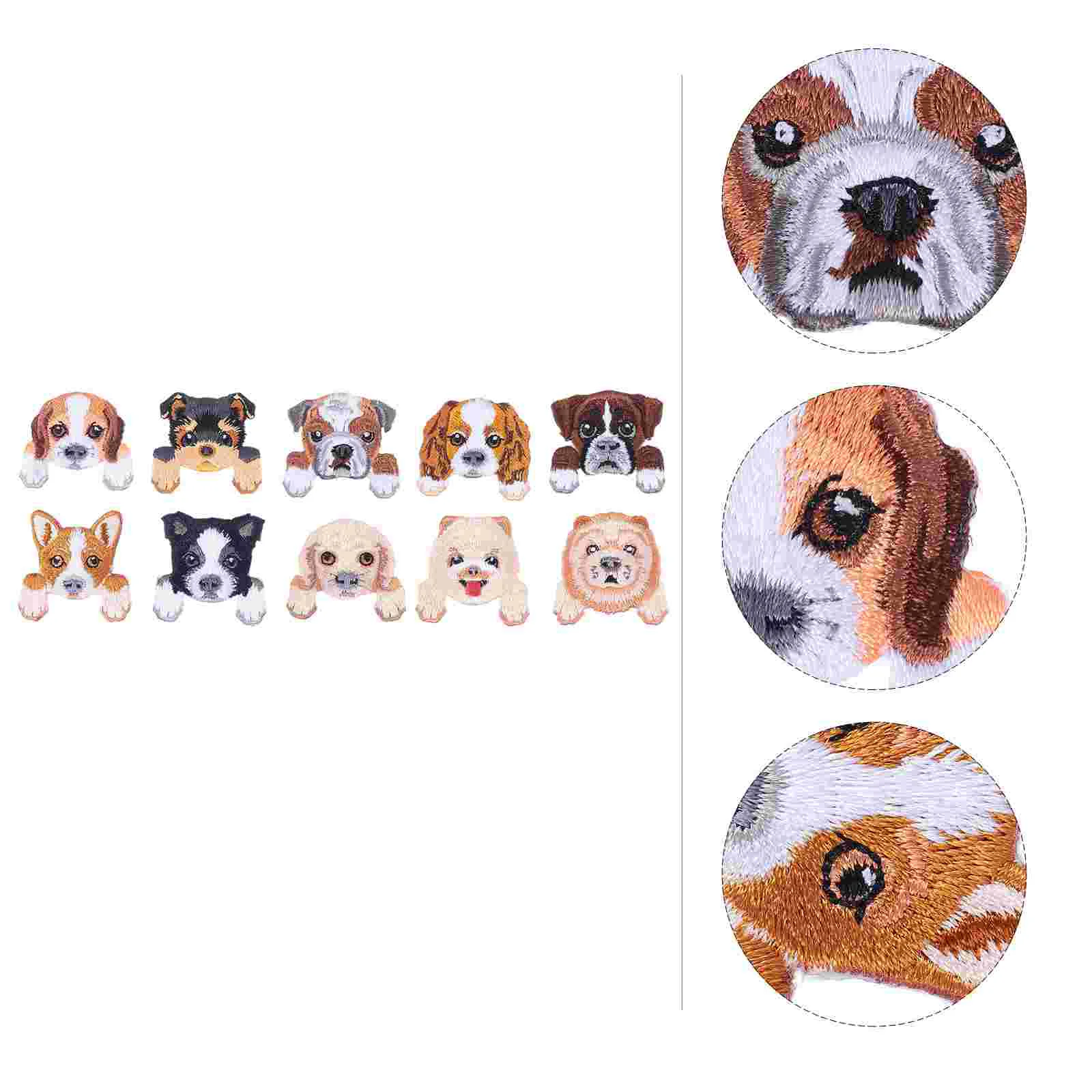 

10 Pcs Decorative Patches Homemade Stickers Badge Patch Assorted Stickers Dog Head Cloth Patch Bag Sew Dog Stickers Sew Badges