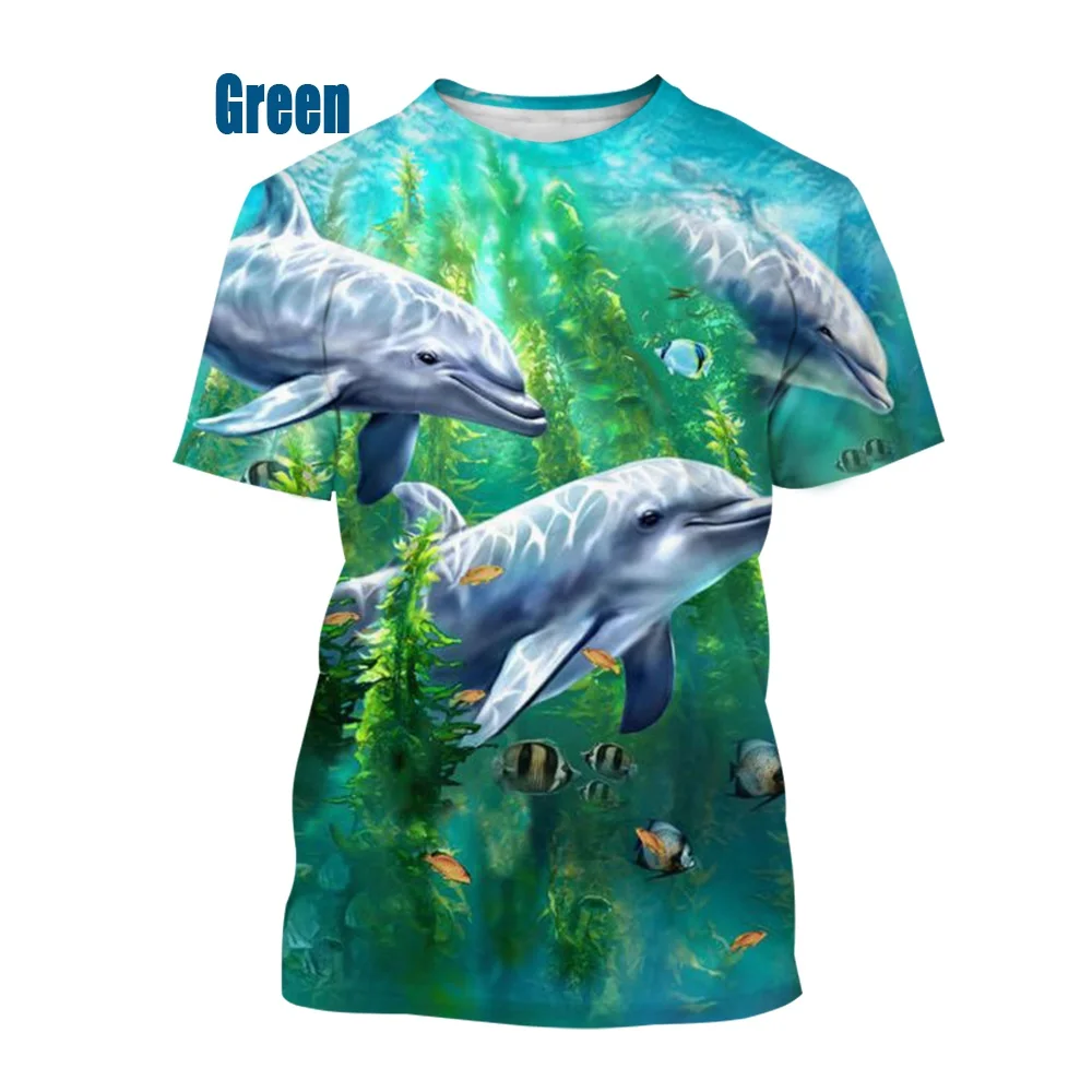 New Summer Hot Sale Animal Dolphin Fashion T-shirt 3D Printing T-shirt Short-sleeved T-shirt Casual Round Neck Top Men's Clothin