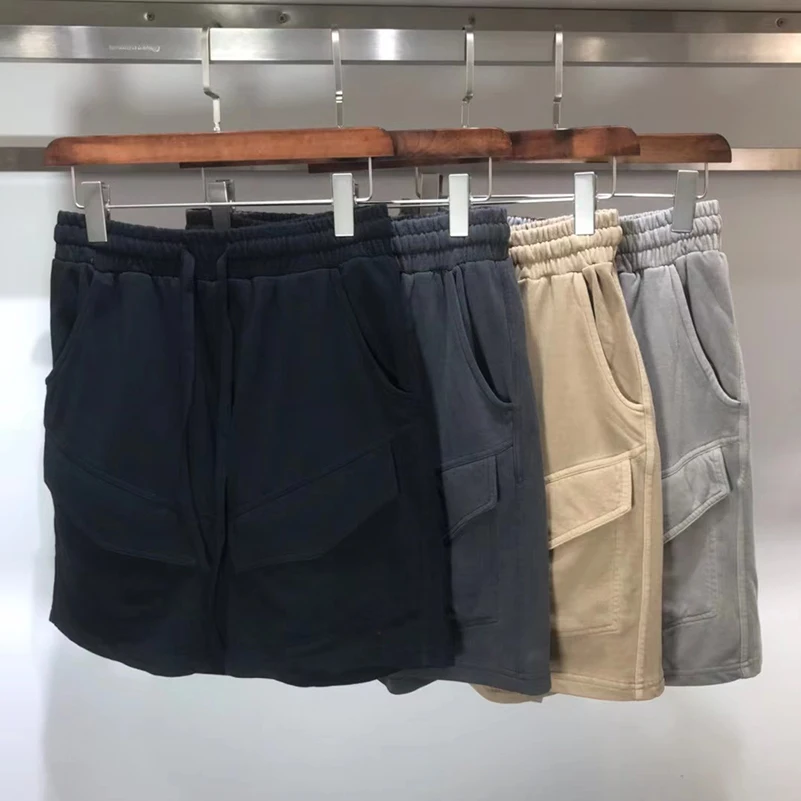 

Мужские трикотажные шорты на шнуровке, с несколькими карманами и эластичным поясом, Свободные повседневные штаны оверсайз, 4 цвета, Классич...