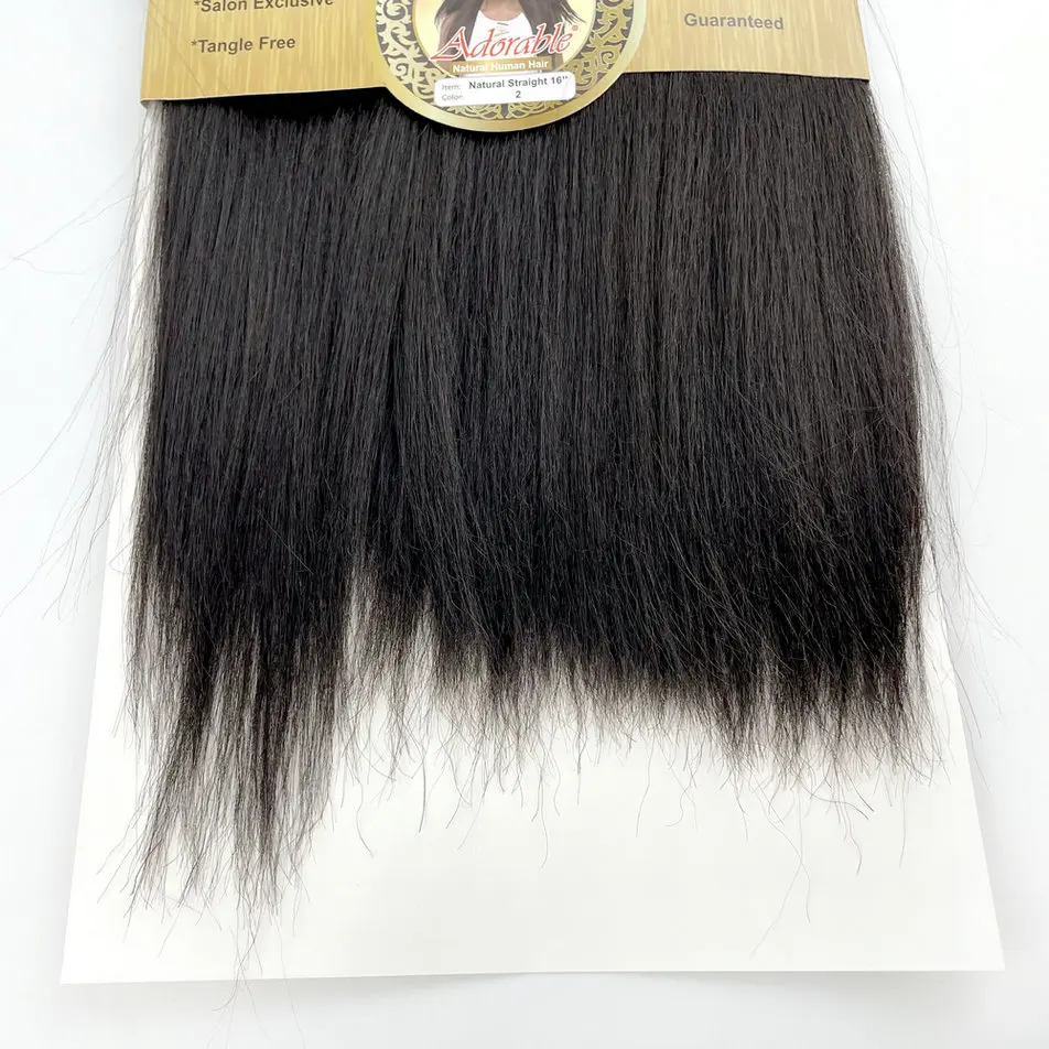 Natural Human Hair Mix Animal And Synthetic Hair Full Pack Solution,Human Hair Blend Yaki Straight 3+1 With T Part Lace Closure
