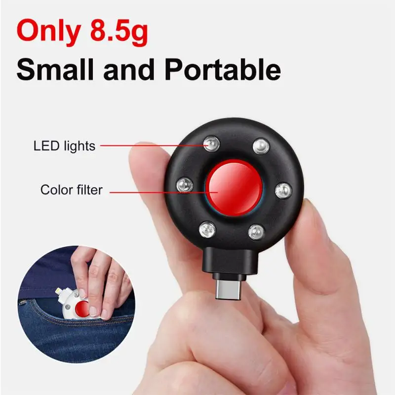 

1pc USB-C Anti Candid Camera Detector For Outdoor Travel Hotel Rental Anti-Theft Camera LED IR Alarm Hidden Camera Detector