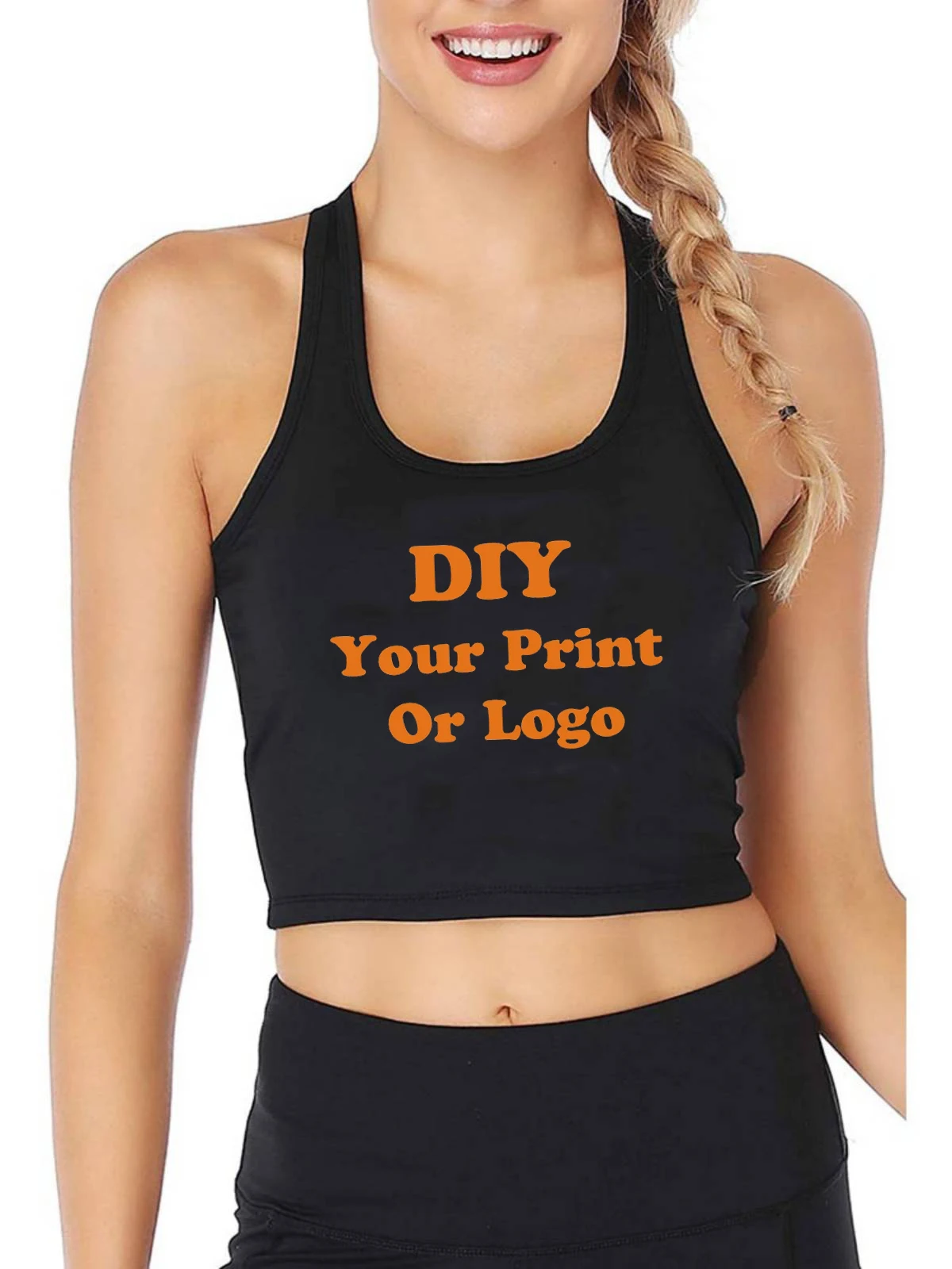 Customizable Any Pattern Printed Breathable Slim Tank Top Women's Yoga Sports Workout Crop Tops Summer Casual Vest