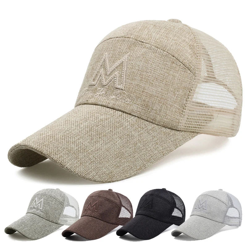 

Summer Men's Black Baseball Cap Outdoor Sports Sunscreen Peaked Caps Breathable Cool Anti-UV Fishing Hat Street Girl's Mesh Hats