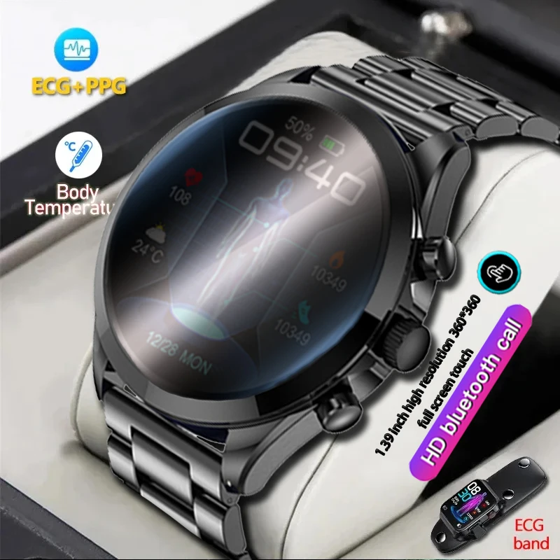 

2023 New Blood Glucose Monitor Health Smart Watch Men Women ECG+PPG Blood Pressure Thermometer IP68 Waterproof Sport Smartwatch