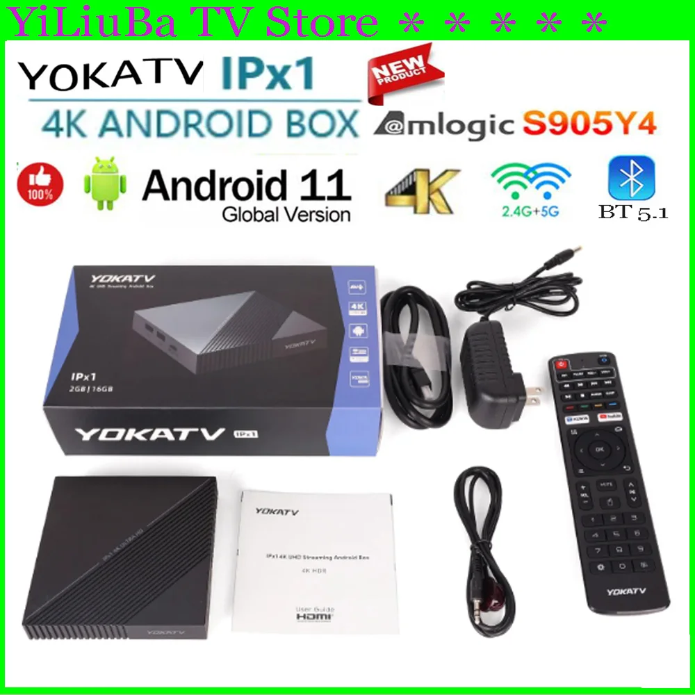 

[Genuine]YOKATV IPx1/IPx2 8K Smart Android TV Box Amlogic S905X4 2/4GB+16/32GB 2.4G+5G WiFi BT5.1 4K Global Version Media Player