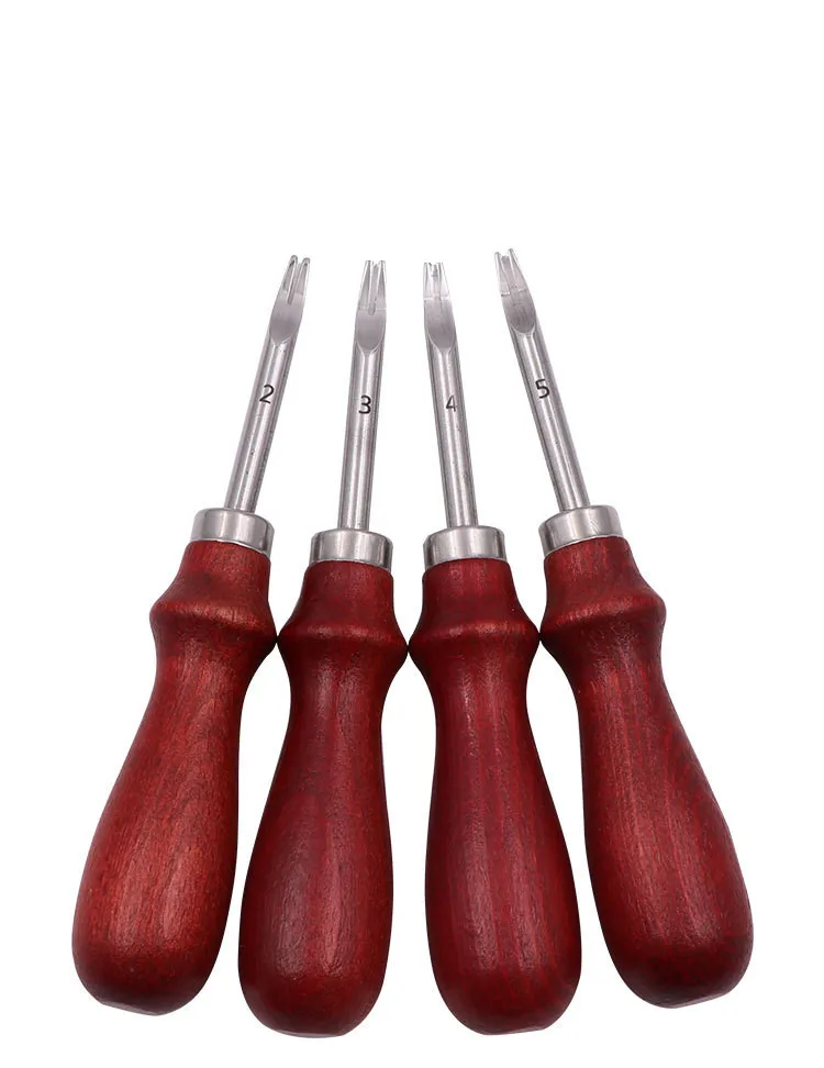 

1pc 0.8/1.0/1.2/1.5mm Leather Edge Beveler Skiving Beveling Knife Cutting Hand Craft Tool with Wood Handle Leather Working Set