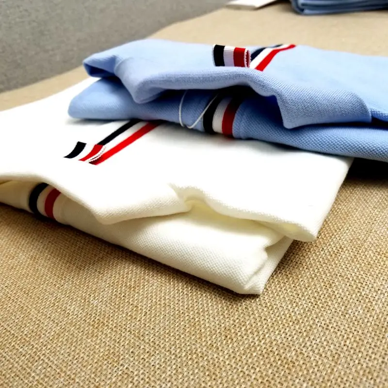 

TB three-color ribbon cotton cobweb lapel polo shirt men's short-sleeved T-shirt couple trend